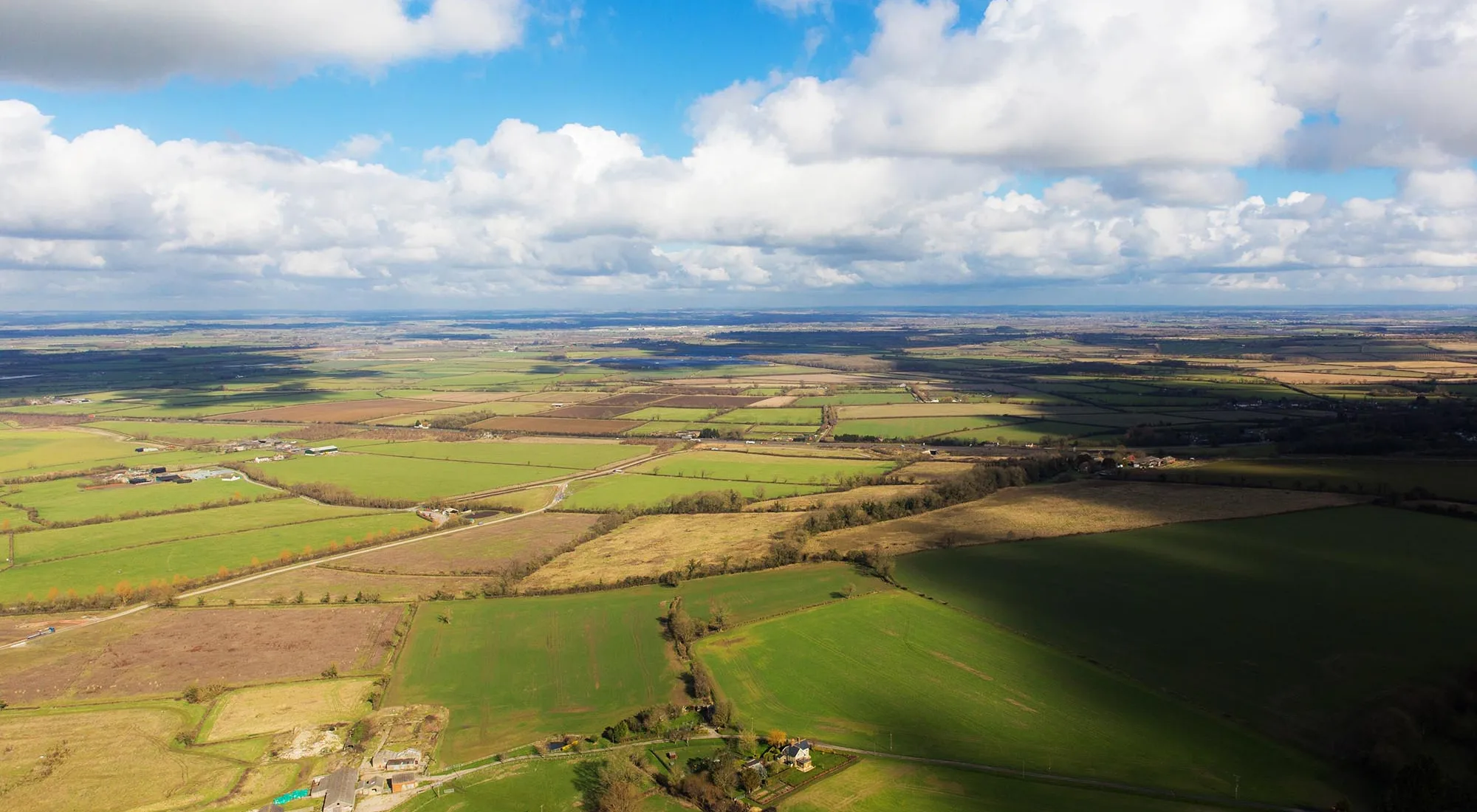 Aerial view of English countryside near Swindon