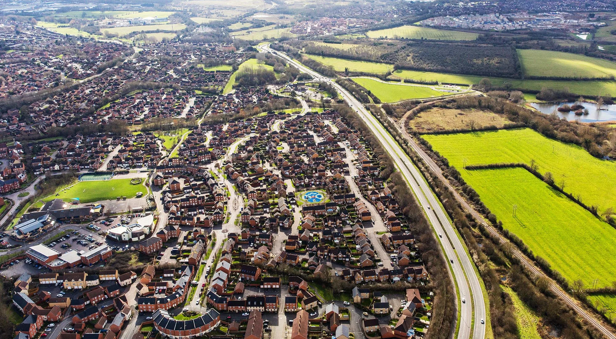 Strategic land on the edge of Swindon from the air
